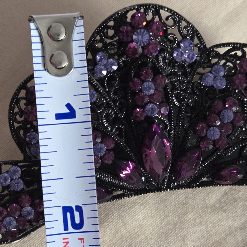 Spanish Lace Elegance Purple and Black Hair Claw - Picture 9 of 10
